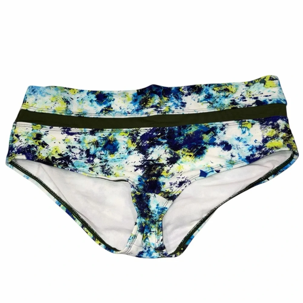 NEW Athleta Dolphin Hypersonic Caspian Blue Hip Hugger Swim Bottom size Medium